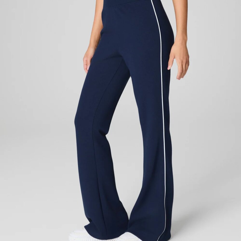 SPANX AirEssentials® Pique Flare Pant, Timeless Navy, Small Tall NWT